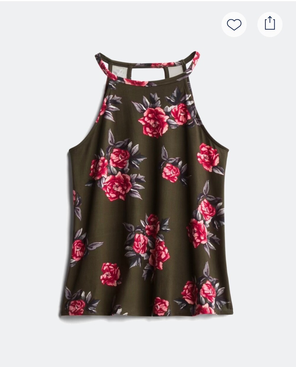 nine britton Sleeveless Top 1X Green Floral Racerback